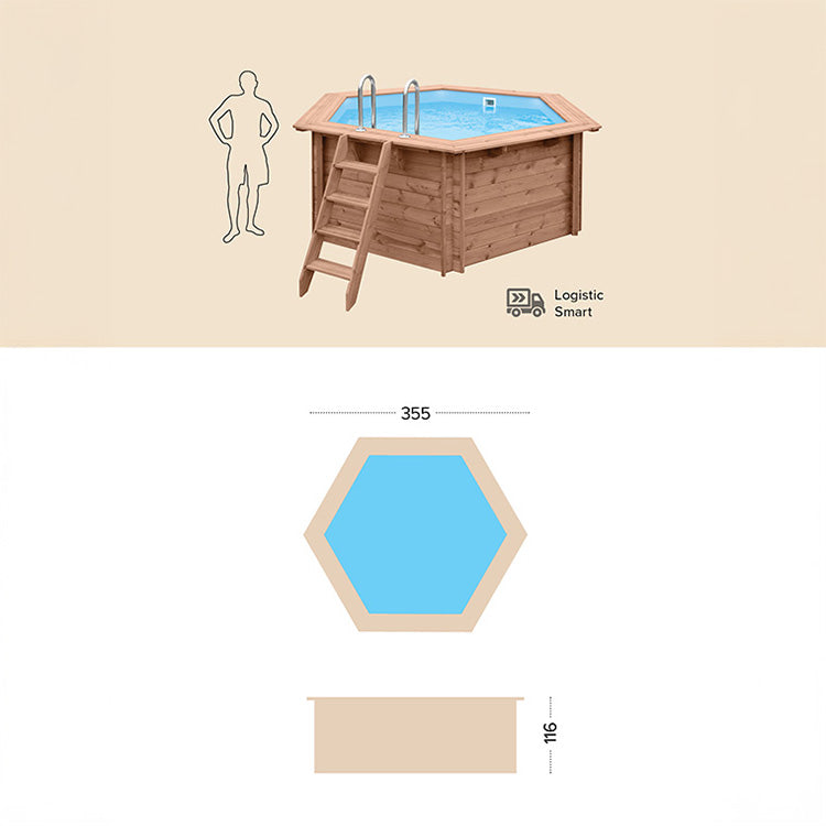 Piscina Fuori Terra in Legno Esagonale 355x307x116 Summer Joy 2025