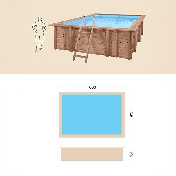Piscina Fuori Terra in Legno Rettangolare 600x419x113 Summer Oasis 2025