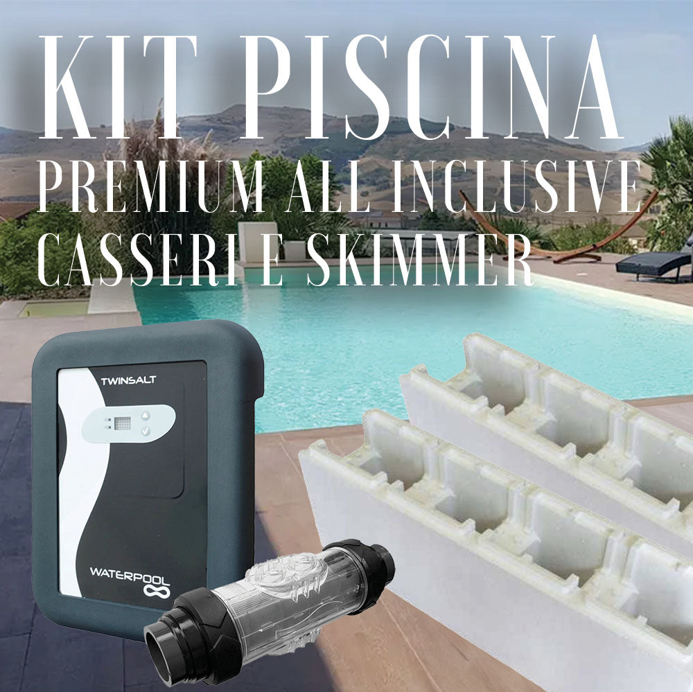 KIT PREMIUM Piscina Interrata Blublock Fondo Piano in Cassero EPS con Skimmer